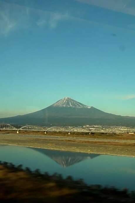 Mount Fuji Seen from a Moving Train